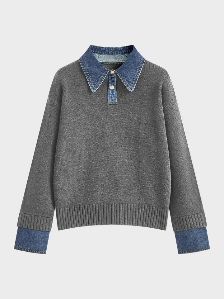 Tiffany | 2 in 1 Panel Lapel Sweater