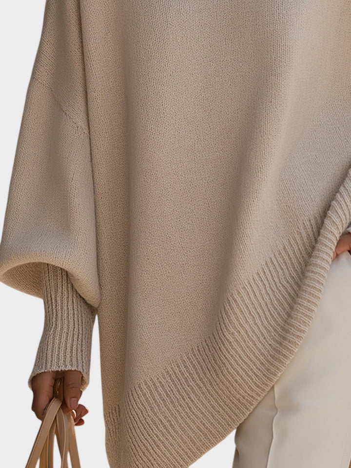 Knitted Poncho Sweater in Wide Line