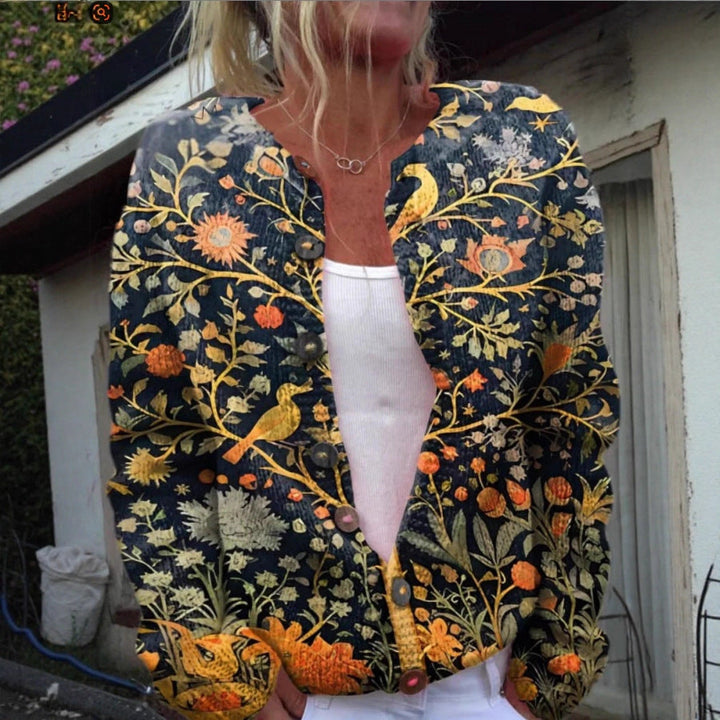 Chloe | Knitted cardigan with vintage floral pattern