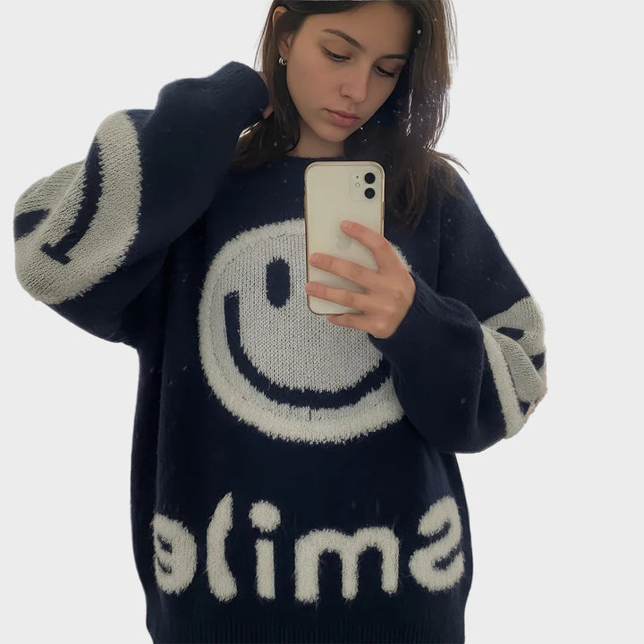 Paula - Oversized Fuzzy Smile Sweater