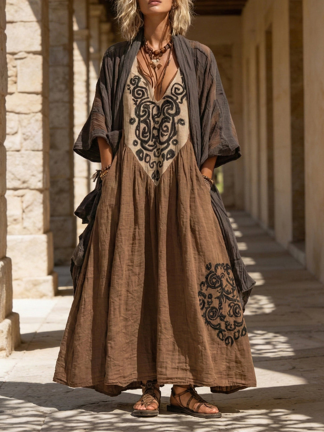 Women's Retro Effortless Maxi Two-Piece Set